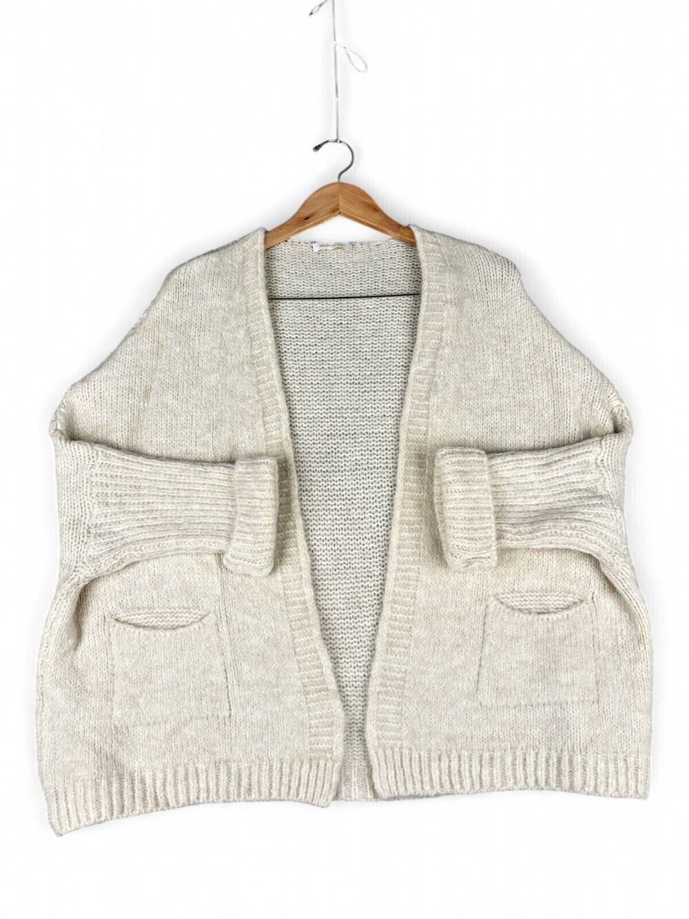 Milio-Milano Cream Chunky Open Cardigan Sweater S